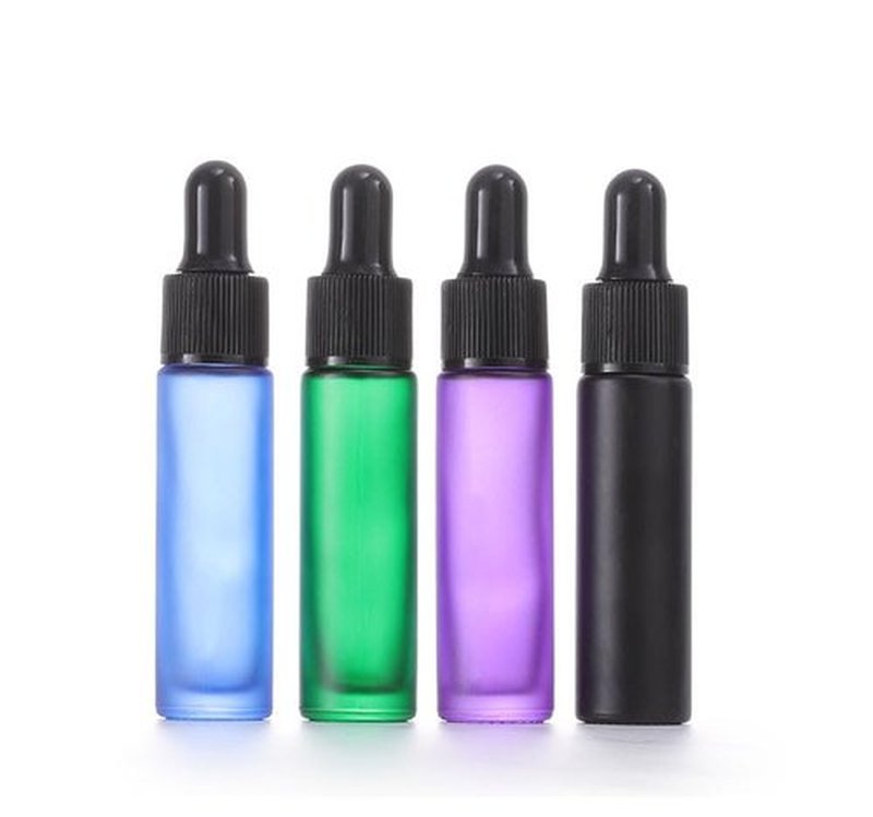 YORROR 10 Pcs 10ml Green Frosted Thick Glass Essential Oil Dropper Bottle,Empty Refillable Dropper Bottle With Glass Eye Dropper for Massage Oils,Aromatherapy,Perfume,Cosmetic Liquid