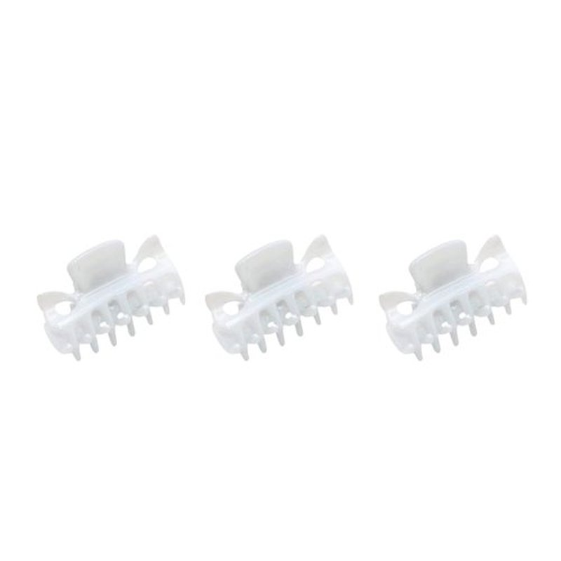 Parcelona French Classic Very Small 1 1/2" Claw Clips with Tight Spring Set of 3 Girls Hair Jaw Claw Clips Durable Styling Women Hair Accessories, Made in France (Solid White)