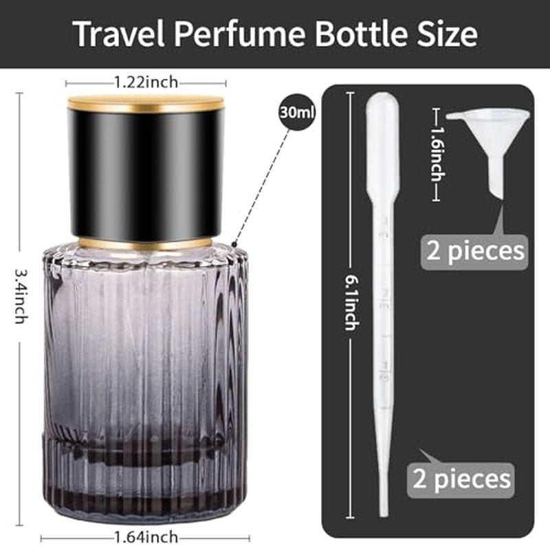HXRYAGi Travel Vintage Perfume Bottle Empty, 2pcs 30ML High-quanlity Portable Perfume Atomizer with Funnel and Dropper, Fine Mist Leak-Proof Spray Atomizer Ideal for Perfume, Toner and Skin Care