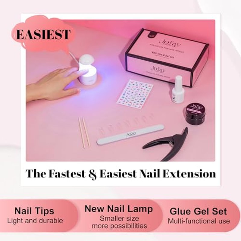 Gel Nail Kit , 1008Pcs Easy Nail Extension Set , Matte Short Almond Shape Full Cover False Nail Tips ,12 Size Gel Nail Extension Kit with Solid Nail Glue, LED Nail Light , Nail Prep Dehydrate