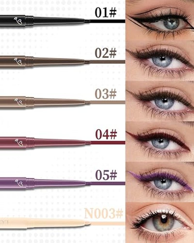 Purple Gel Waterline Eyeliner, Glides on Smooth Eyeliner Pencil, Matte Cream Soft Texture, Waterproof Smudge-Proof Long Wear Eye Liner Pen, High Pigment Colorful Eyeliner Gel Makeup for Women-05(2Pcs)