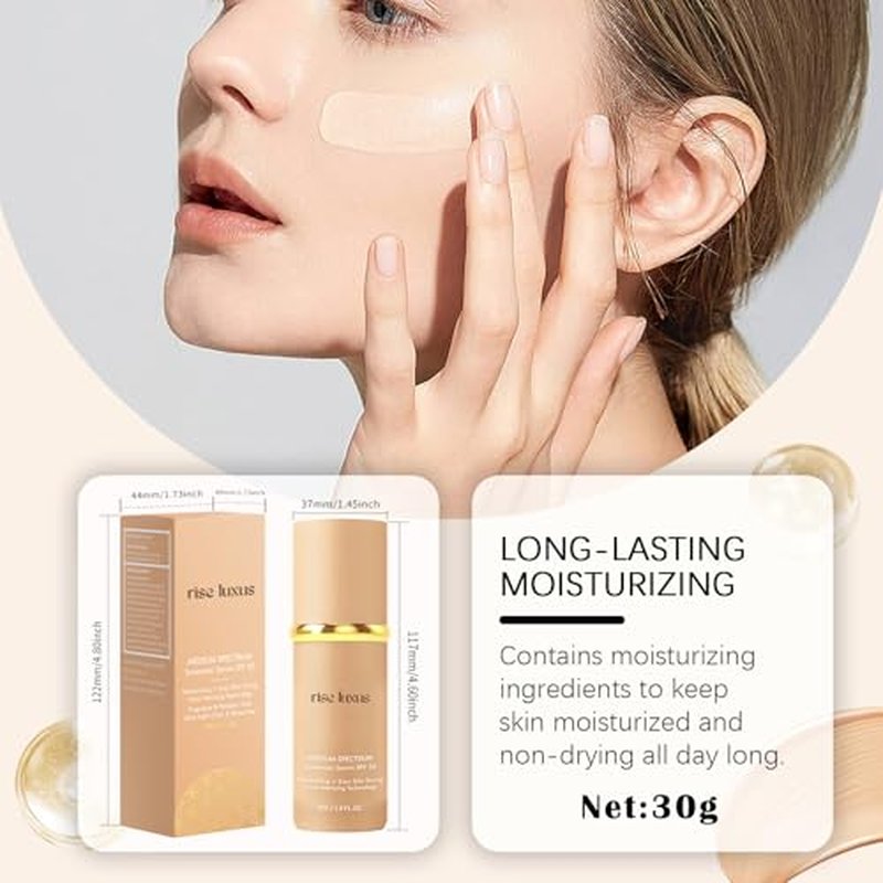 Rise Luxus Ultrablend 4 in 1 Foundation, Rise Luxus Foundation, 4 in 1 Foundation Liquid with Spf 50, Natural Foundation Medium Spectrum, 4 in 1 Concealer, Long-Lasting Moisturizing-1pcs