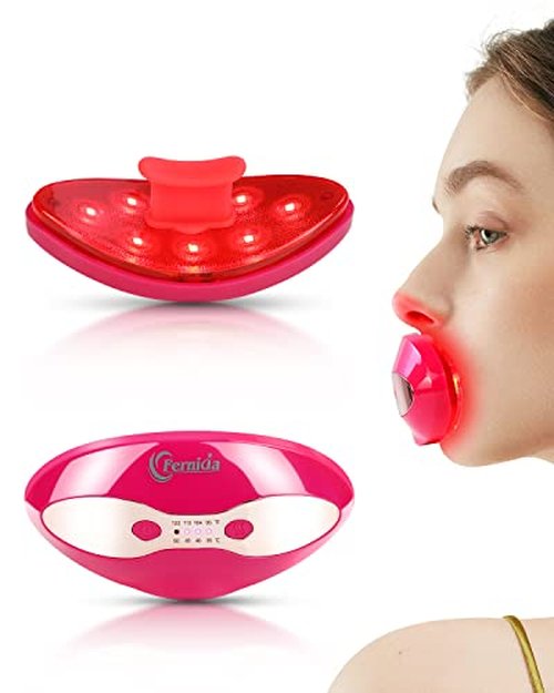 FERNIDA Red Light Device, 2 in 1 Lip and Eye Care Tool with Heated for Anti-Aging, Smooth Lip Wrinkles, Lip Plumper and Reduce Dark Circles,4 Levels Heating Temps, Red