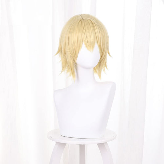 Mystylecos Genshin Impact Dainsleif Cosplay Wig Short Blond Heat Resistant Synthetic Wig