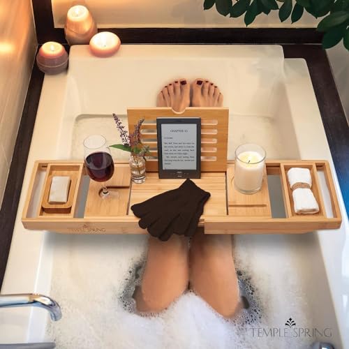 Temple Spring Exfoliating Gloves - Rayon Bamboo Bath/Shower Gloves, Bath Gloves for Shower Exfoliating and Ingrown Hair/Dead Skin Remover - Exfoliator Mitt Scrub Gloves - Coffee