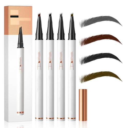 2024 Upgraded Microblading Eyebrow Pencil, 4 Tip Eye Brow Pen Magic Eyebrow Tattoo Pencil, 3D Microblading Eyebrow Pencil Eye Brow Pencils Contouring Pen for Women (A-4Pcs)