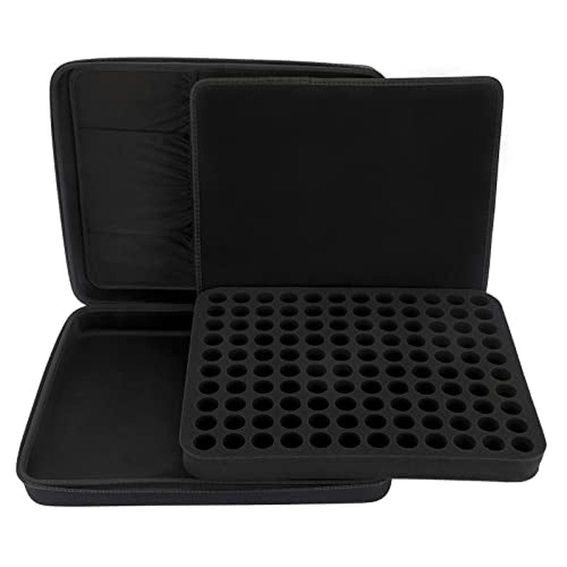 Hipiwe 120 Bottle EVA Essential Oil Storage Carrying Case Holds 5ml 10ml 15ml Bottle Hard Shell Exterior Essential Oils Organizer Holder Traveling Bag with Foam Insert & Handle, Black