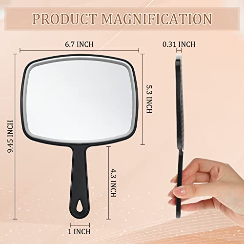 Geetery 12 Pcs Hand Mirror Handheld Cosmetic Mirror with Handle Makeup Mirror Wall Mount for Bathroom Home Barber Salon Travel Portable Beauty School Gift for Women Student 6.69 x 9.45 Inch (Black)