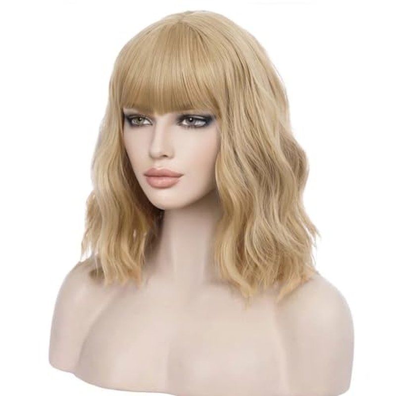 BERON 14 Inches Rainbow Wig Short Curly Wig Women Girl's Synthetic Wig Rainbow Wig with Bangs Wig Cap Included