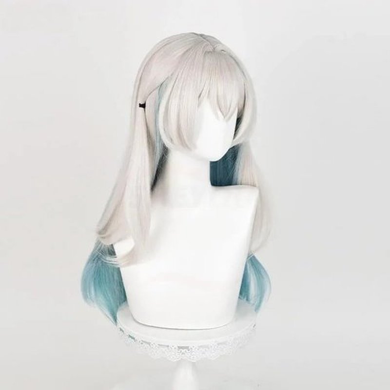 Gorgewg Starail Star Rail Firefly Cosplay Wig Long Straight Middle Part Grey Green Blue Roleplay Costume Wigs Synthetic Hair