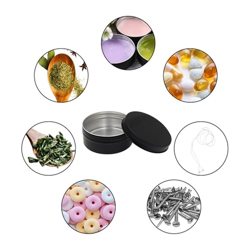 Aluminum Tin Jars Containers,ULIFESTAR Leak Proof Cosmetic Tin Jars Containers,Round Tin Cans with Lids,10PCS Black Cosmetic Sample Refillable Containers for Spice (8.8 ounces 100*40mm/3.93*1.57")