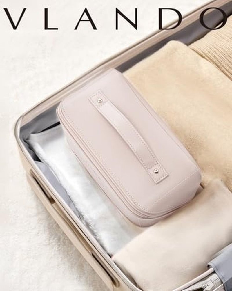 Vlando Travel Makeup Bag,Portable Cosmetic Bag Makeup Case Organizer, Makeup Bag with Adjustable Dividers for Women,Girls,Wedding,Cosmetic Brushes,Toiletry,Gifts,Anniversary-Blue