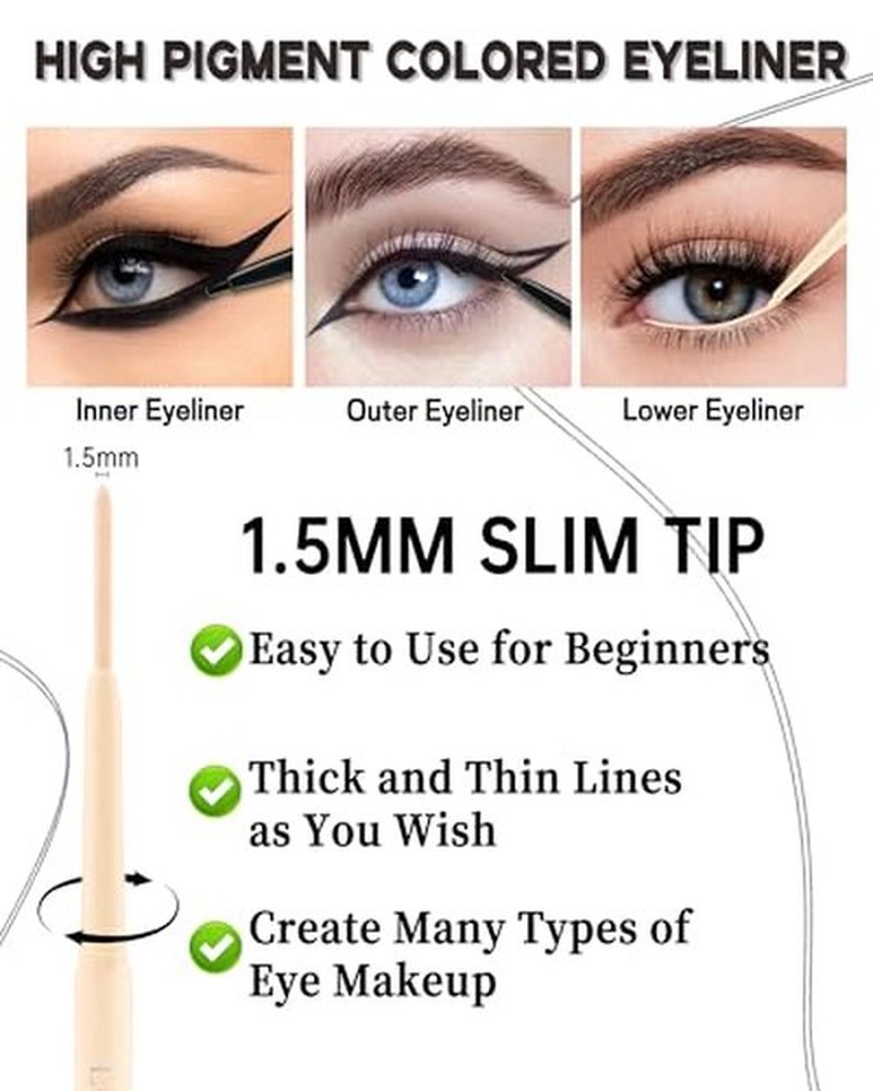Purple Gel Waterline Eyeliner, Glides on Smooth Eyeliner Pencil, Matte Cream Soft Texture, Waterproof Smudge-Proof Long Wear Eye Liner Pen, High Pigment Colorful Eyeliner Gel Makeup for Women-05(2Pcs)