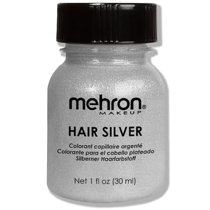 Mehron Makeup Hair White | Washable White Hair Dye | Temporary Hair Color for Theatre, Cosplay, & Halloween 1 fl oz (30ml) (Silver)