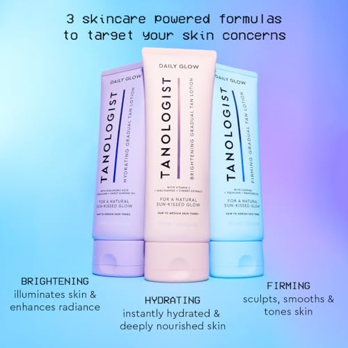 Tanologist Hydrating Daily Glow - Fair/Medium - Hydrating Gradual Tan Lotion - Natural, Sun Kissed Glow - Daily Tanning Lotion with Hyaluronic Acid & Squalane - 8.45 fl oz