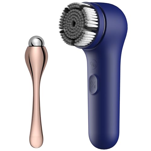 Face Scrubber, NågraCoola 3.0 Facial Cleansing Brush, Waterproof & Rechargeable Face Scrub Brush for Men&Women, Electric Facial Exfoliator with 3 Brushes, 3 Intensities, 2 Action Modes - Black