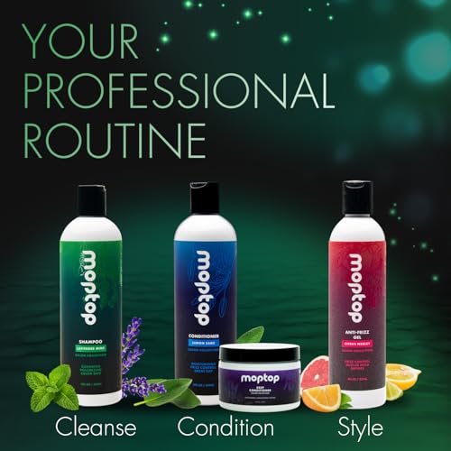 MopTop Salon Quality Gentle Shampoo, Reduces Frizz, Cleanses Hair, All Hair Types, Sulfate & Paraben Free, Color Safe, 32oz