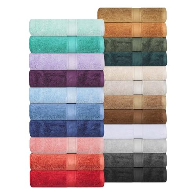 Superior Egyptian Cotton Pile 8 Piece Towel Set, Includes 2 Bath, 2 Hand, 4 Face Towels/Washcloths, Ultra Soft Luxury Towels, Thick Plush Essentials, Guest Bath, Spa, Hotel Bathroom, White