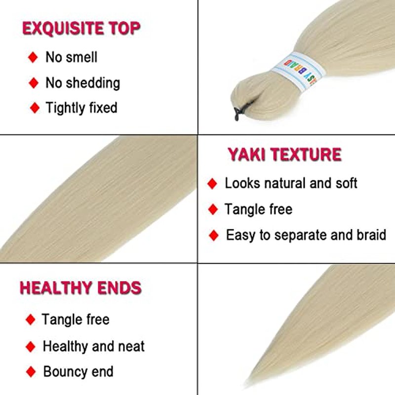 Newluyang Ombre Pre Stretched Braiding Hair,100% Kanekalon Synthetic Top Silky Color Blend Synthetic Fiber Easy Braid Hair Extensions,26inch 6packs Yaki Texture Crochet Hair Braids（Ombre Purple)