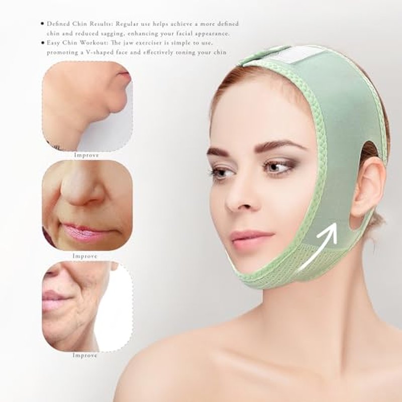 Buyongwant V Line Lifting Mask V Shaped Face Chin Strap for Sleeping,Sagging,Jaw Exerciser (Green)