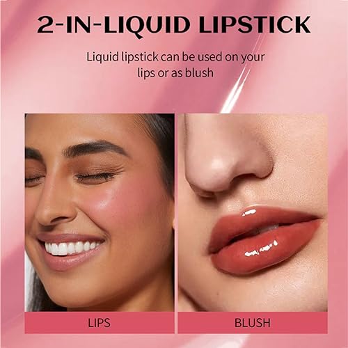 EnMart 6 Pcs Lip Tint Stain Set, Plumping Lip Gloss, Liquid Lipstick Waterproof, Lip Glaze, Hydrating Lip Glow Oil, Easy To Color, 2-in-1 Lip Blush Makeup Lipgloss Lip Makeup for Women Girls Cosmetic