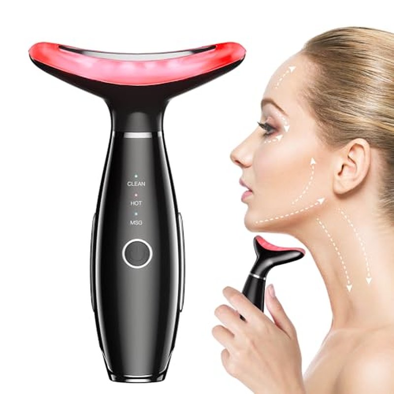 NUAKENE Neck Face Massager, Face Massage Tool, 3-in-1 Facial Massager, Face Sculpting Tool with Thermals (Pink)