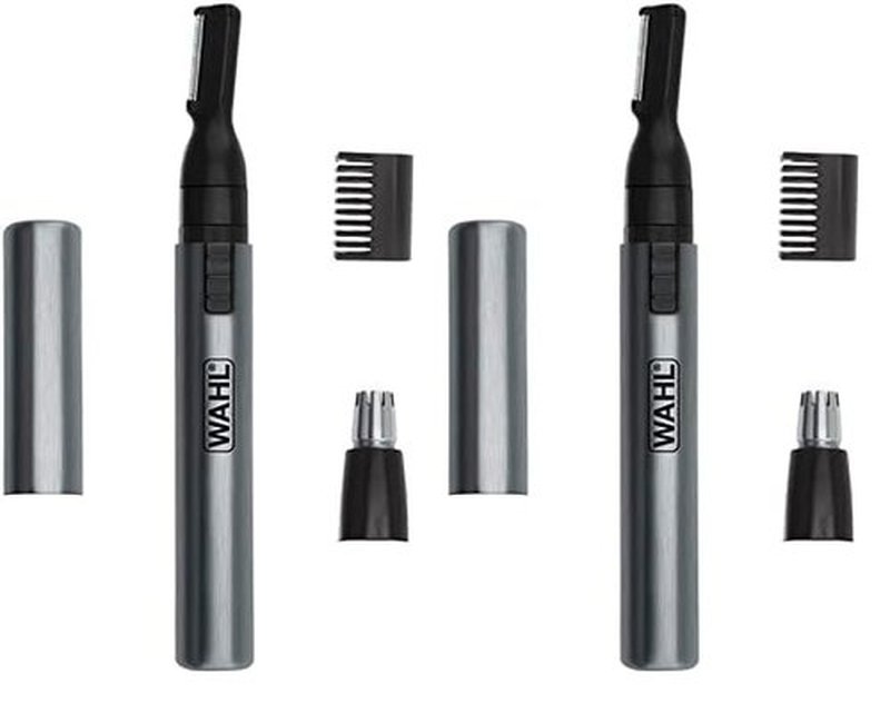 WAHL Micro Groomsman Battery Personal Trimmer for Hygienic Grooming with Rinseable, Interchangeable Heads for Eyebrows, Neckline, Nose, Ears, & Other Detailing - 05640-600 (Pack of 2)