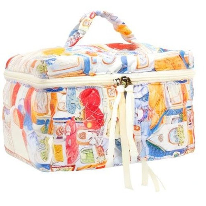 PAZIMIIK Cotton Makeup Bag for Women Large Quilted Travel Cosmetic Case Girls' Make Up Organizer,Little Bunny