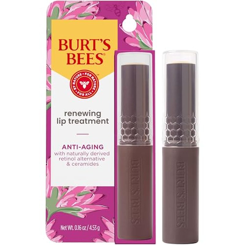 Burt's Bees Overnight Lip Sleeping Mask Stocking Stuffers, Natural Retinol Alternative, Exfoliating Scrub Restores, Hydrates & Smooths to Reduce Fine Lines, Ceramide Infused Formula, Renewing 0.16 oz.