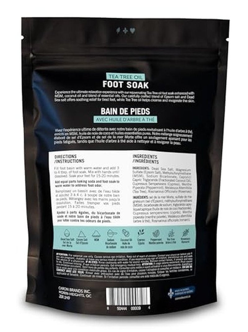 CARON & DOUCET Tea Tree Oil Foot Soak with Epsom Salt and Dead Sea Salt - Natural - Soothes Sore & Tired Feet, Helps Reduce Foot Odor Scent, Softens Calluses - 1lb