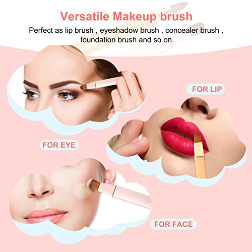 Unaone Retractable Lip Brush for Lipstick, 2 Pieces Double-ended Lip Applicator with Cap, Portable Lip Liner Brush Lip Gloss Eyeshadow Smudge Concealer Brush (Black/Gold)