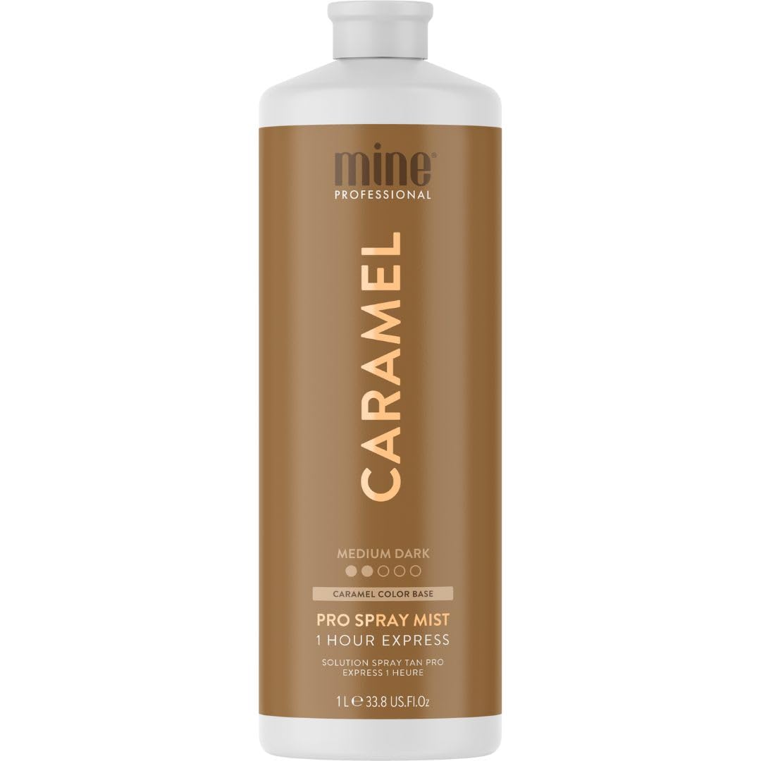 MineTan Spray Tan Solution | Caramel - Fake Tanning Mist Best for Warm Bronzed Glow Skin Finish, Fast Drying, 1 Hour Express, Hydrating, Salon Professional Formula, Vegan, 33.8 Fl Oz