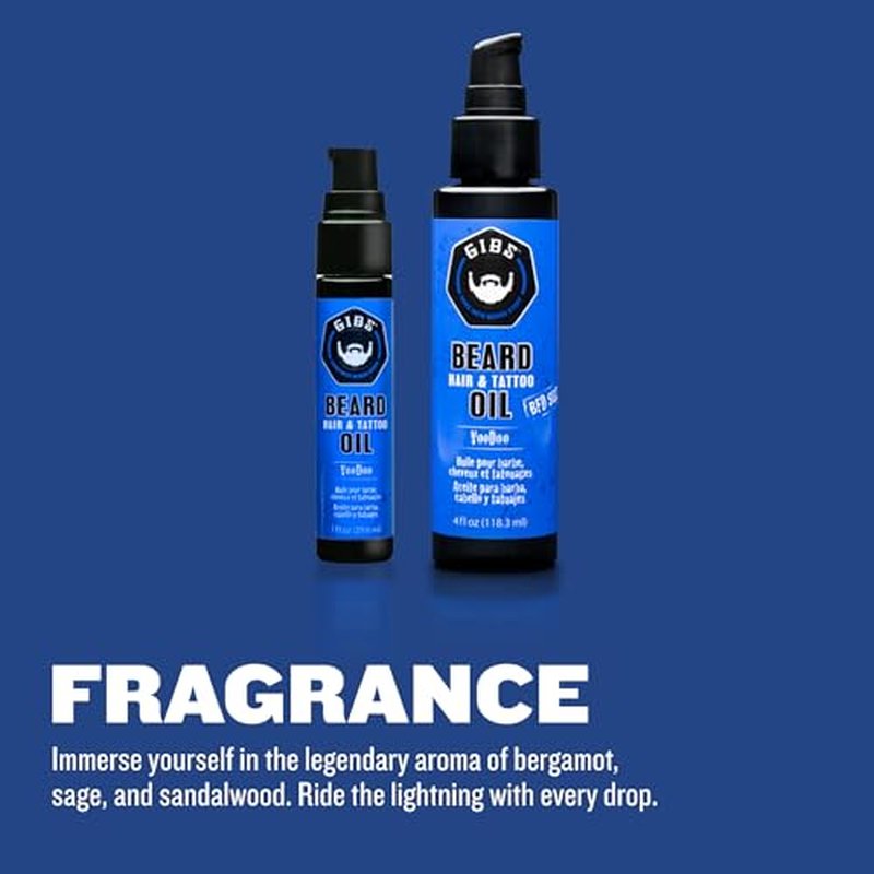 GIBS Grooming VooDoo Prince Beard, Hair & Tattoo Oil â€“ All-Natural with Bergamot, Sandalwood & Sage Scent-Softens, Strengthens Beard & Moisturizes Skin - 1 Fl Oz (Pack of 1)