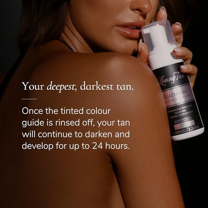 Loving Tan Platinum Mousse, Dark - Streak Free, Natural Looking, Professional Strength Sunless Tanner - 5+ Self Tan Applications per Bottle, Cruelty Free, Naturally Derived DHA - 3.3 Fl Oz