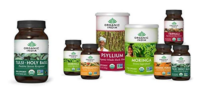 ORGANIC INDIA Tulsi Holy Basil Capsules - Holy Basil Extract - Holy Basil Leaf Supplement, Herbal Supplement, Immune Support, Stress Relief, Vegan, Gluten-Free, Kosher, Organic, Non-GMO - 60 Capsules