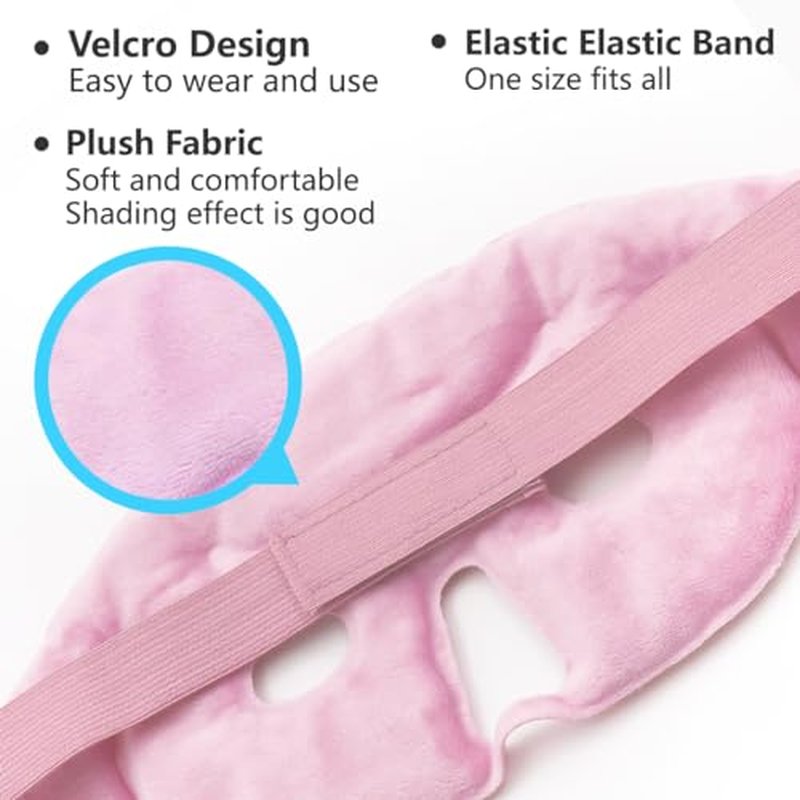 Cold Face Eye Mask, Cooling Mask, Reusable Cold Mask for Hot and Cold Treatment for Eye Strain, Eye Swelling, Eye Redness, Puffy Eyes, Dark Circles, Smooth Fine Lines, and Eye Recover. 2 PCS, Pink