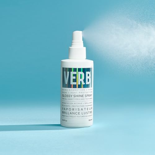 VERB Glossy Shine Spray with Heat Protection - for All Hair Types - Adds High Shine and Primes for Styling, 6.5 fl oz + VERB Glossy Shampoo, 12 fl oz + VERB Glossy Conditioner, 12 fl oz Bundle