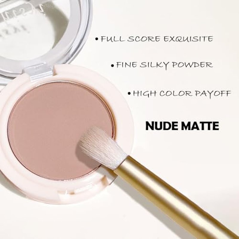 HHLTOH Eyeshadow Single Matte, High-Pigment Monochrome Eye Shadow Pressed Powder, Everyday Velvety Silky Eye Makeup Looks, Professional Long-Lasting Waterproof Single Eyeshadow Palette, Nude 01