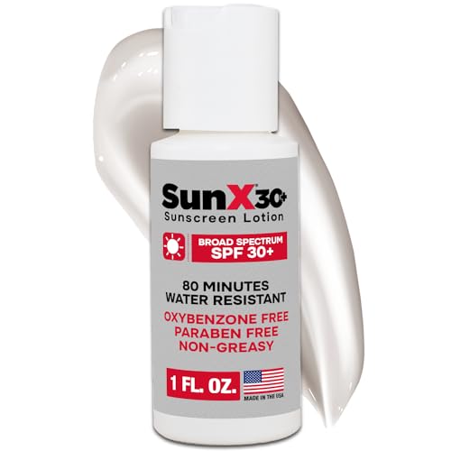 CoreTex Sun X 30+ SPF Sunscreen Lotion - 1oz. Bottle of USA-Made, REEF Compliant, Broad Spectrum Sunscreen Lotion - Paraben, Oxybenzone, & White Cast Free Water Resistant Sunscreen (up to 80 Minutes)