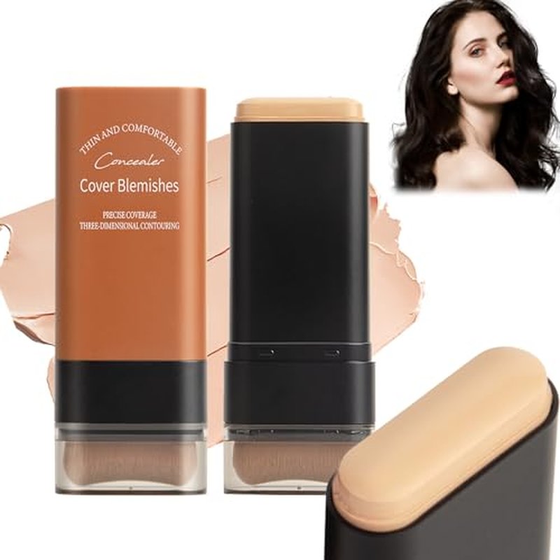 Korea Flawless Eraser Foundation Stick,Cooklesa Hydrating Lightweight Foundation Stick with Brush,Multiuse Foundation Stick Makeup Lightweight,Foundation Stick Makeup Built-In Foundation Brush (#1, 1)