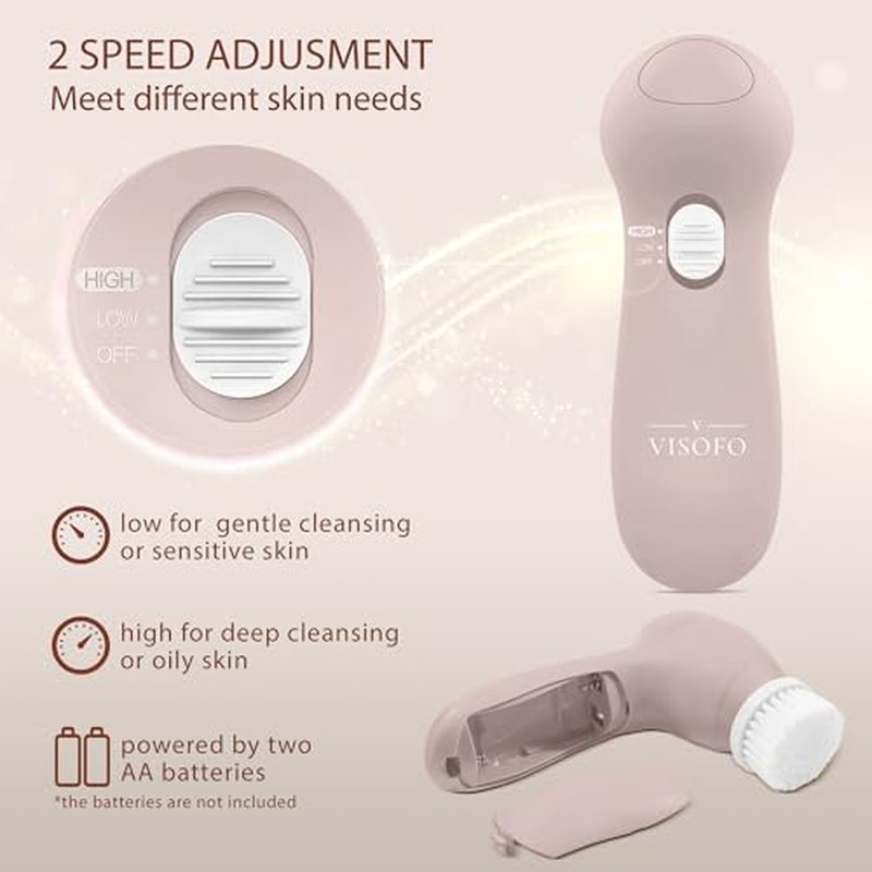 Facial Cleansing Brush | Face Scrubber Exfoliator Skin Care Beauty Products Powered Electric Wash Exfoliating Skincare Women Spin Cleanser Tools Cleaning Scrub Washer Self Care (Agate)