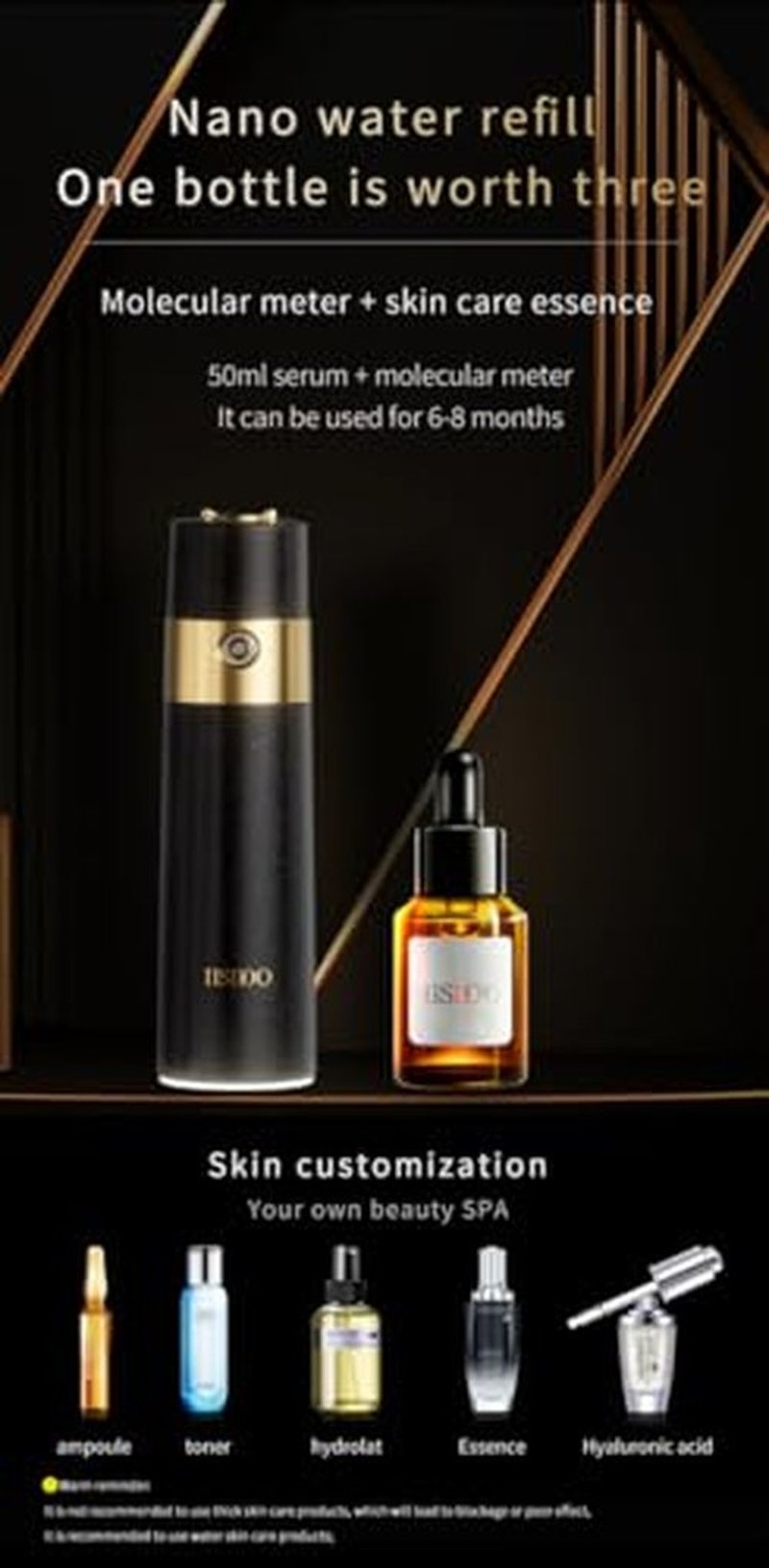 IISDOO Nano Facial Mister Mini Facial Steamer, Portable Ion Face Spray/Ion Humidifier, SPE PEM Technology for Face, Hydrating Skin, Deep Moisturizing, Rechargeable, Black