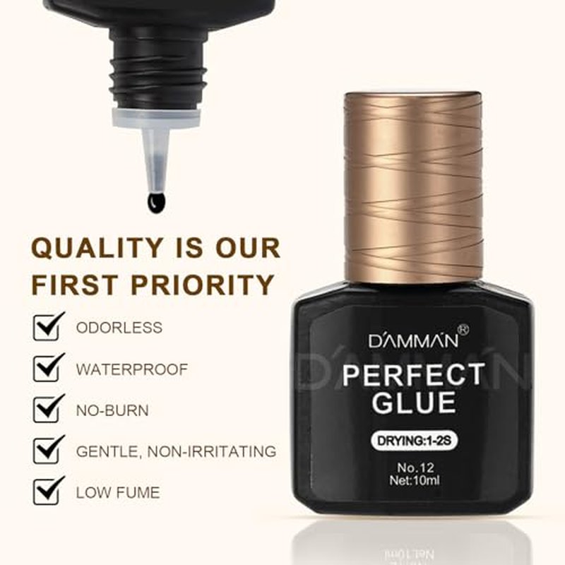 1 Bottle 15ml 1-2 mins Remove Eyelash Damman Eyelash Remove Gel and 1 Bottle 1-2s Fast Drying Damman No.12 Eyelash Glue for Long Rentention 75 Days