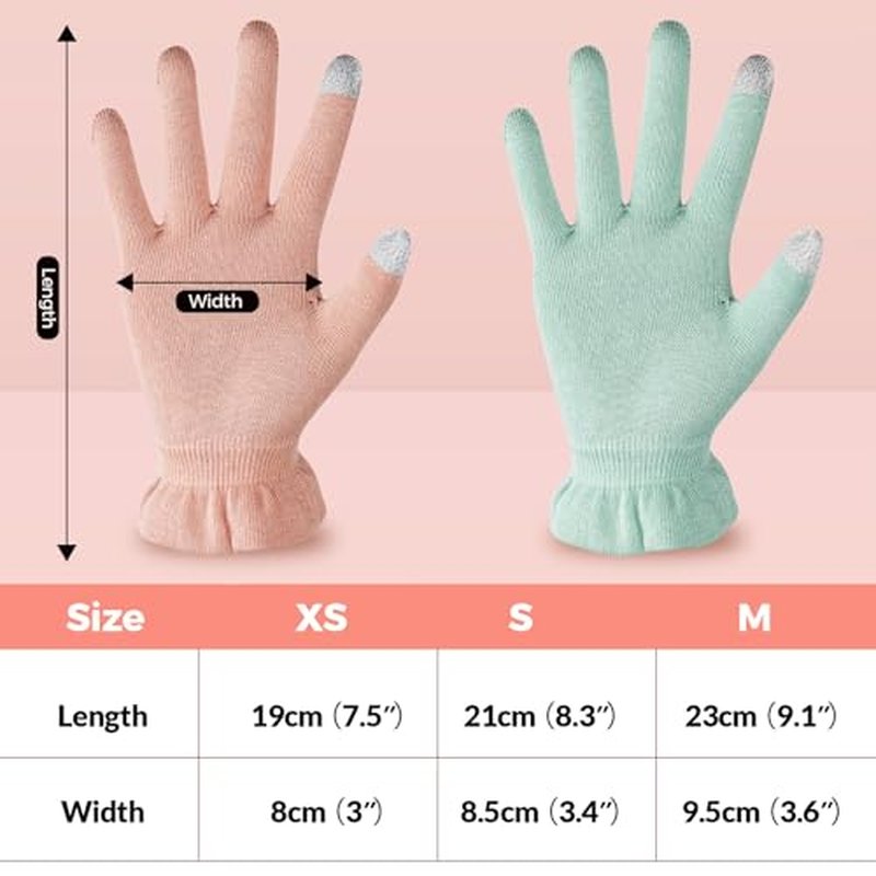 Donfri 2 Pairs Moisturizing Gloves Overnight Kids Cotton Gloves for Eczema Lotion Gloves for Dry Hands,Gloves with Touchscreen Fingers Sleeping (XS)