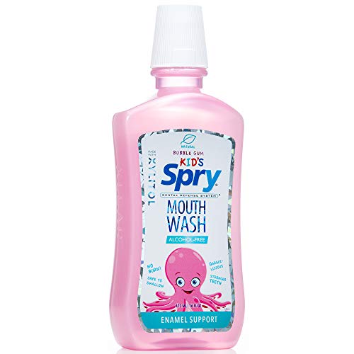 Spry Xylitol Mouthwash Fluoride Free with Enamel Support, Gentle, Natural Bubble Gum - 16 fl oz (Pack of 1)