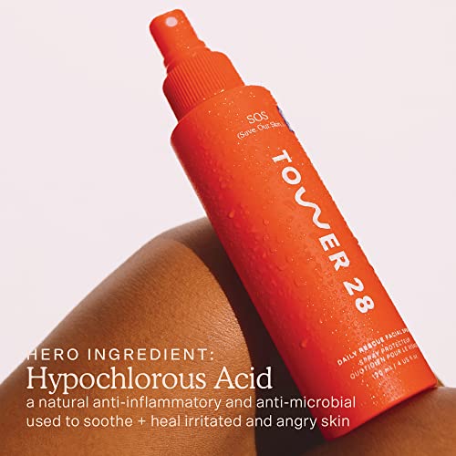 Tower 28 SOS Daily Rescue Facial Spray for Sensitive Skin, Hypochlorous Acid Spray Helps Reduce Redness and Breakouts, Travel Size Toner for Face, 1 FL Oz
