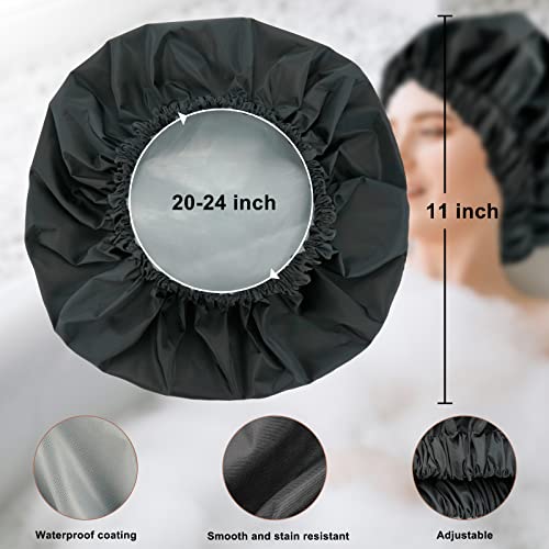 Reusable Shower Cap for Women, Large Waterproof Shower Bonnet Washable Elastic Band Bath Hair Hat for Long Hair, Braids(Mint Green)
