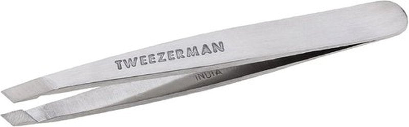 Tweezerman Mini Slant Tweezer - Tweezers for Eyebrows, Travel Tweezers for Eyebrows, Facial Hair, Ingrown Hair (Classic Stainless)