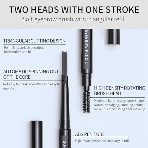 long lasting and waterproof Triangle eyebrow Pencil With Brush (Dark Brown)