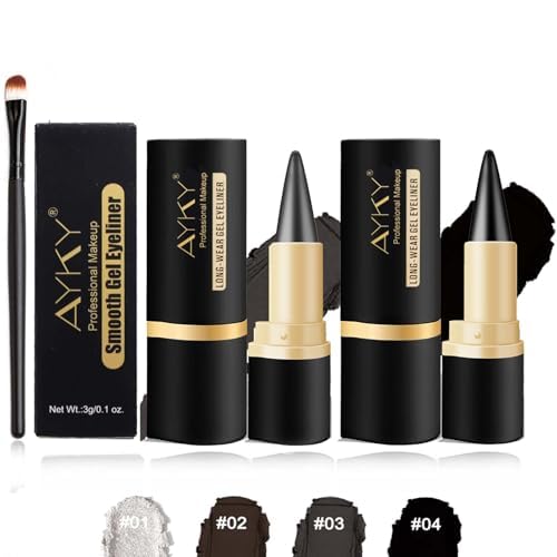 EZGHAR Bousalutend Eye Liner, Bousalurrens Eyeliner Cream, Bousalutend Eyeliner, Ayky Long Wear Gel Eyeliner, Matte Quick-Dry Natural Black Eyeliner Cream, Waterproof Smudge Proof (#03+#04)